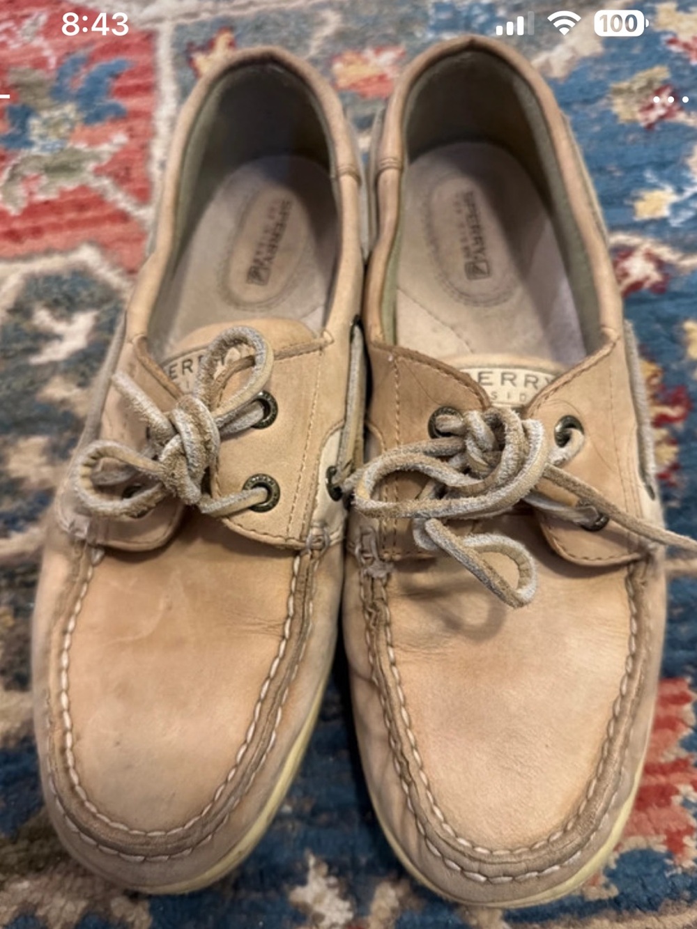 Sperry Kids Tan Boat Shoes with Leopard Side Detail